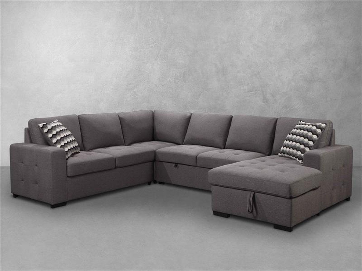Jameson 6-pc Fabric Storage Sectional with Pullout Bed - Abbyson - Living Room