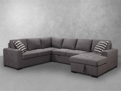 Jameson 6-pc Fabric Storage Sectional with Pullout Bed - Abbyson - Living Room