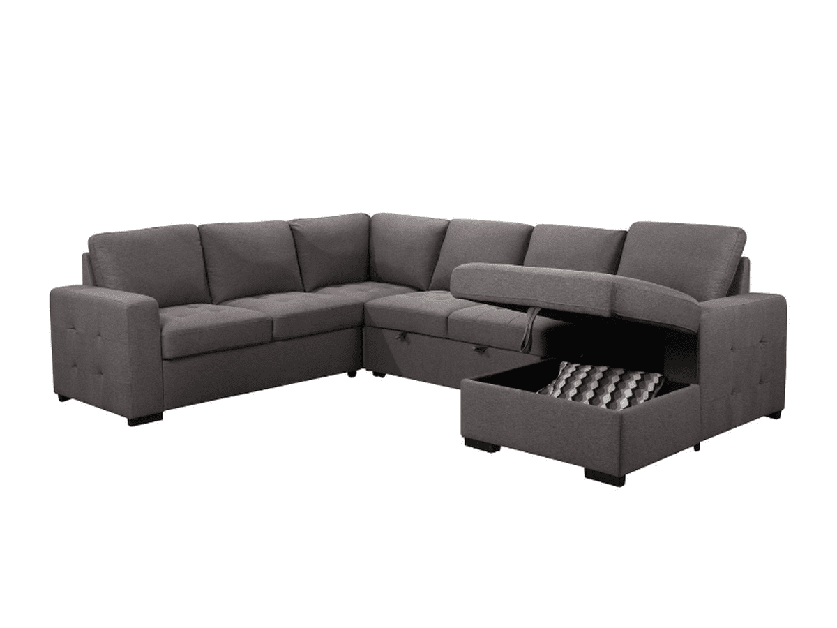 Jameson 6-pc Fabric Storage Sectional with Pullout Bed - Abbyson - Living Room
