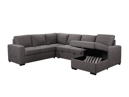 Jameson 6-pc Fabric Storage Sectional with Pullout Bed - Abbyson - Living Room