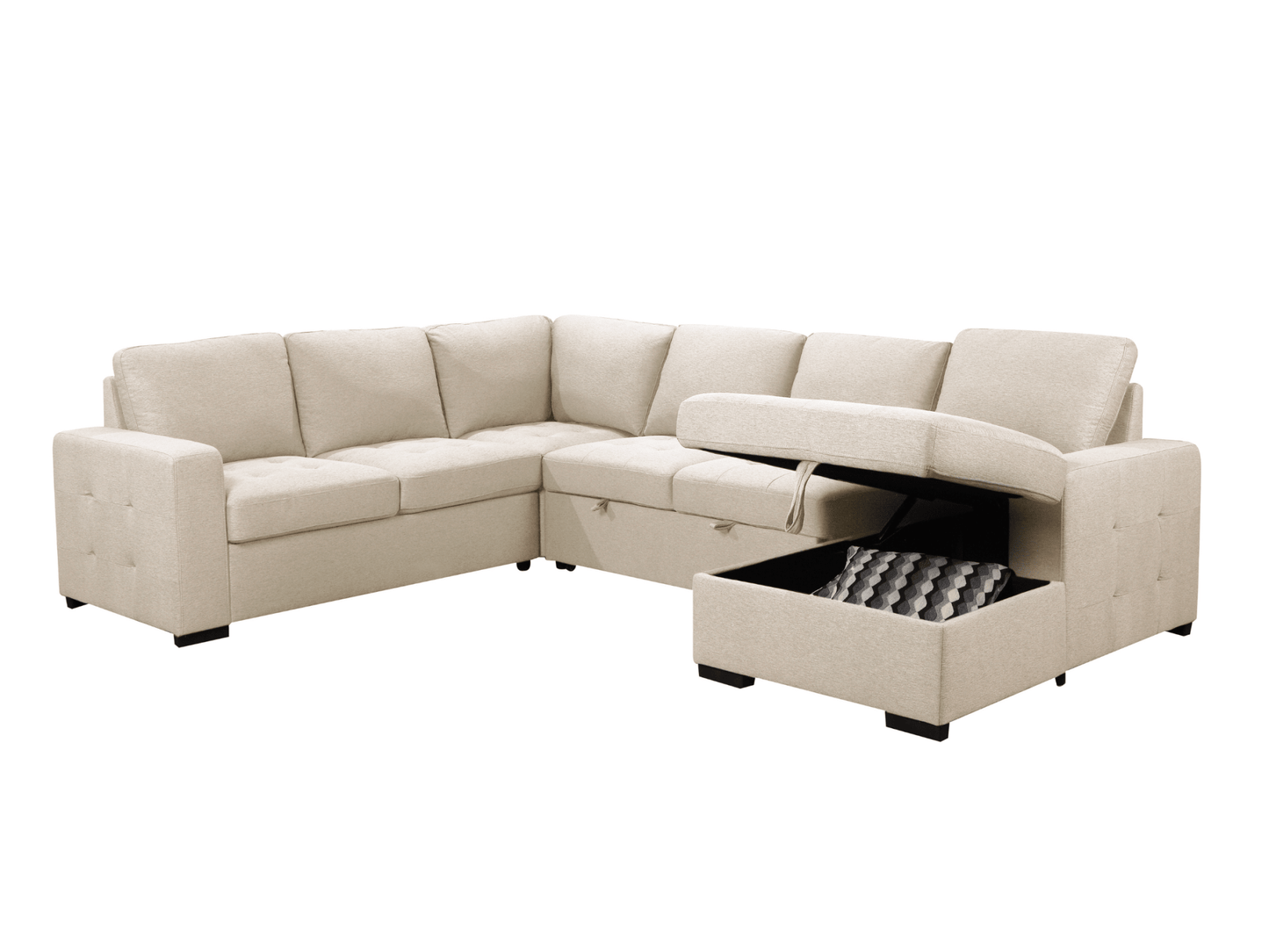 Jameson 6-pc Fabric Storage Sectional with Pullout Bed - Abbyson - Living Room