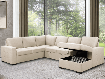Jameson 6-pc Fabric Storage Sectional with Pullout Bed - Abbyson - Living Room