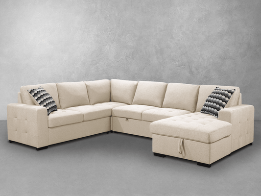 Jameson 6-pc Fabric Storage Sectional with Pullout Bed - Abbyson - Living Room