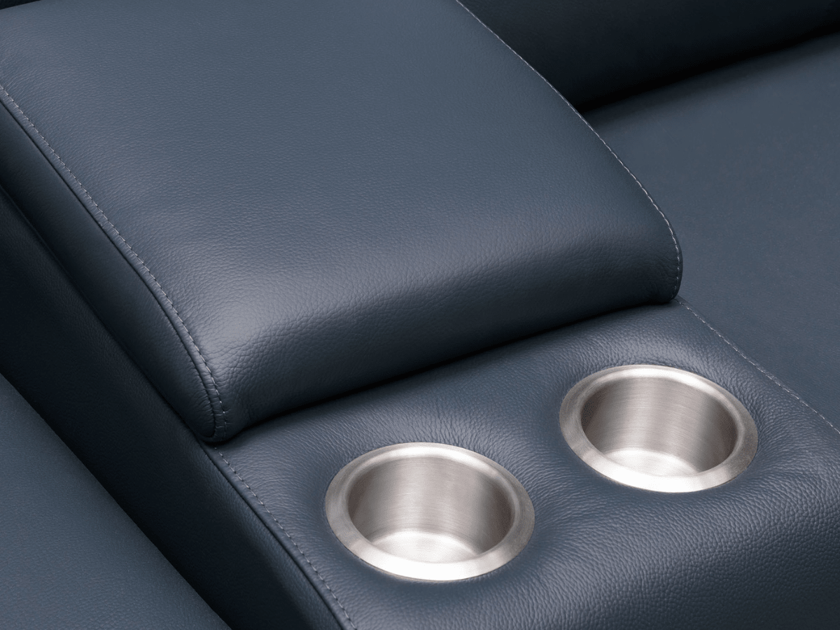 Kimmel Power Reclining Leather Sectional with Power Headrests - Blue - Abbyson - Living Room