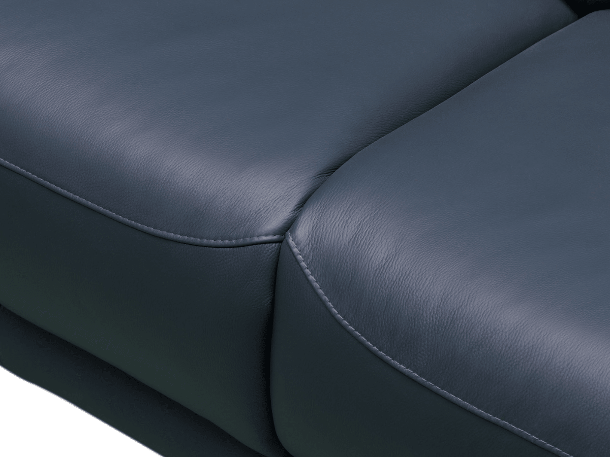 Kimmel Power Reclining Leather Sectional with Power Headrests - Blue - Abbyson - Living Room
