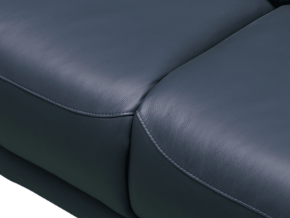 Kimmel Power Reclining Leather Sectional with Power Headrests - Blue - Abbyson - Living Room
