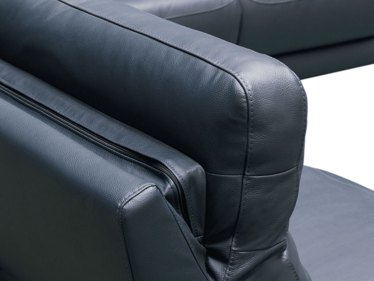 Kimmel Power Reclining Leather Sectional with Power Headrests - Blue - Abbyson - Living Room
