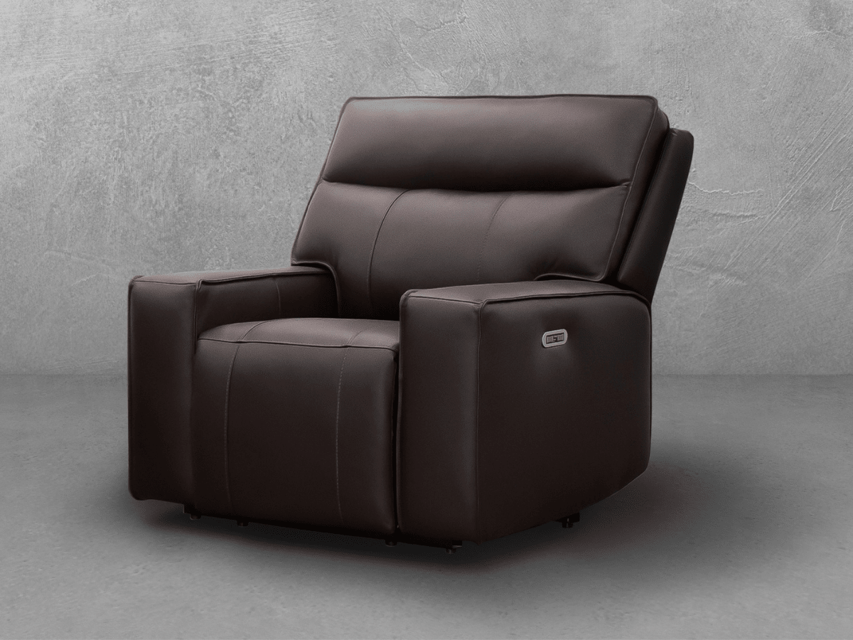 Layton Leather Power Recliner - Brown - Abbyson - Living Room