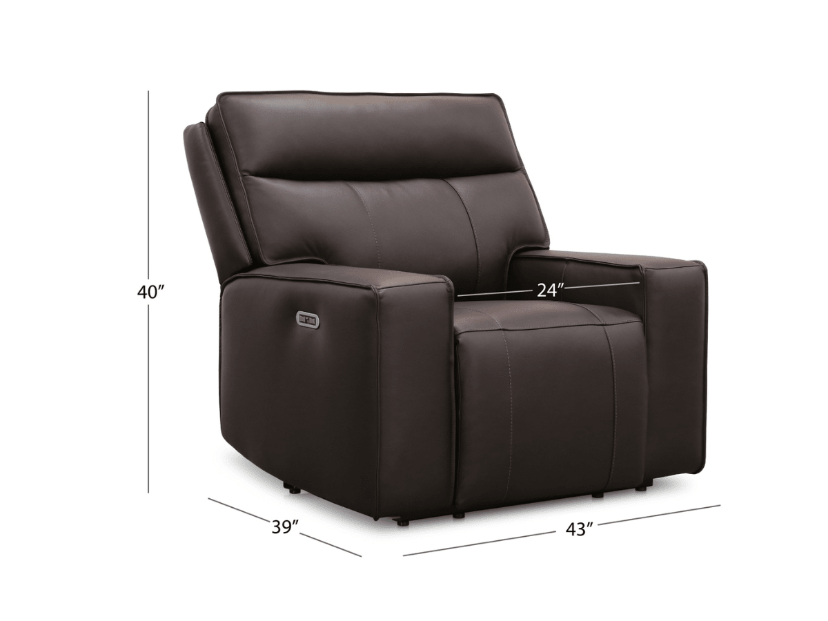Layton Leather Power Recliner - Brown - Abbyson - Living Room