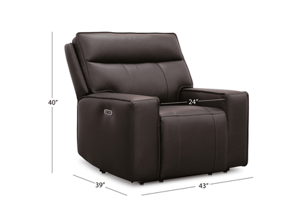 Layton Leather Power Recliner - Brown - Abbyson - Living Room