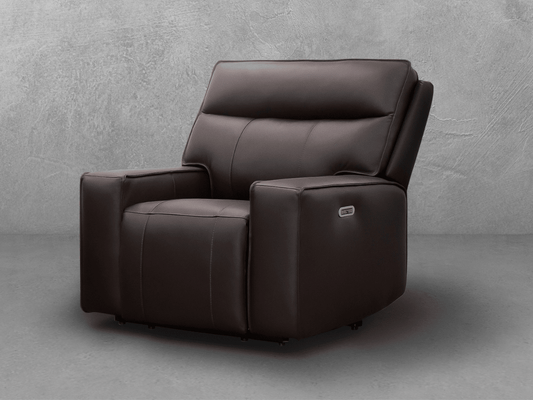 Layton Leather Power Recliner - Brown - Abbyson - Living Room