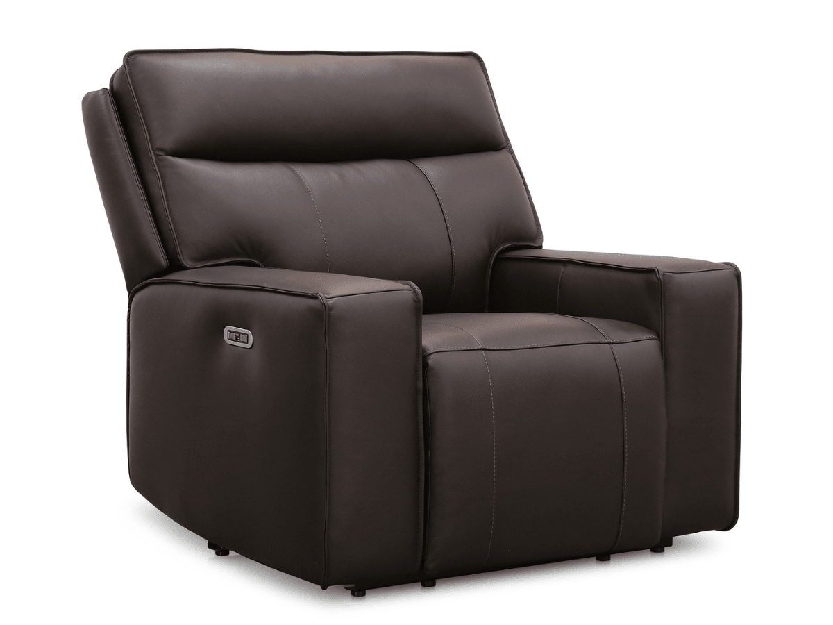 Layton Leather Power Recliner - Brown - Abbyson - Living Room