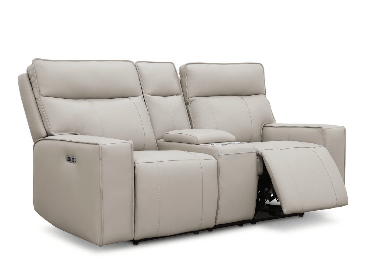 Layton Leather Power Reclining Loveseat - Gray - Abbyson - Living Room