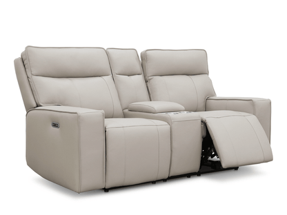 Layton Leather Power Reclining Loveseat - Gray - Abbyson - Living Room