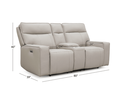 Layton Leather Power Reclining Loveseat - Gray - Abbyson - Living Room