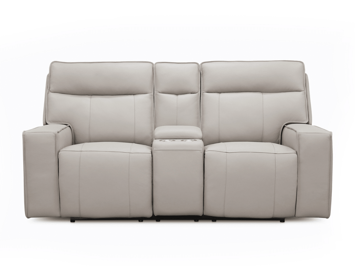 Layton Leather Power Reclining Loveseat - Gray - Abbyson - Living Room