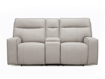 Layton Leather Power Reclining Loveseat - Gray - Abbyson - Living Room
