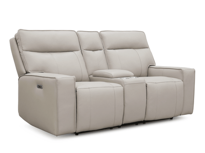 Layton Leather Power Reclining Loveseat - Gray - Abbyson - Living Room