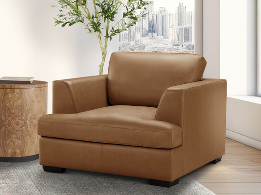 Lisbon Leather Armchair - Camel - Abbyson - Living Room