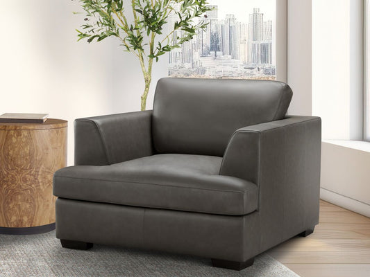 Lisbon Leather Armchair - Dark Gray - Abbyson - Living Room