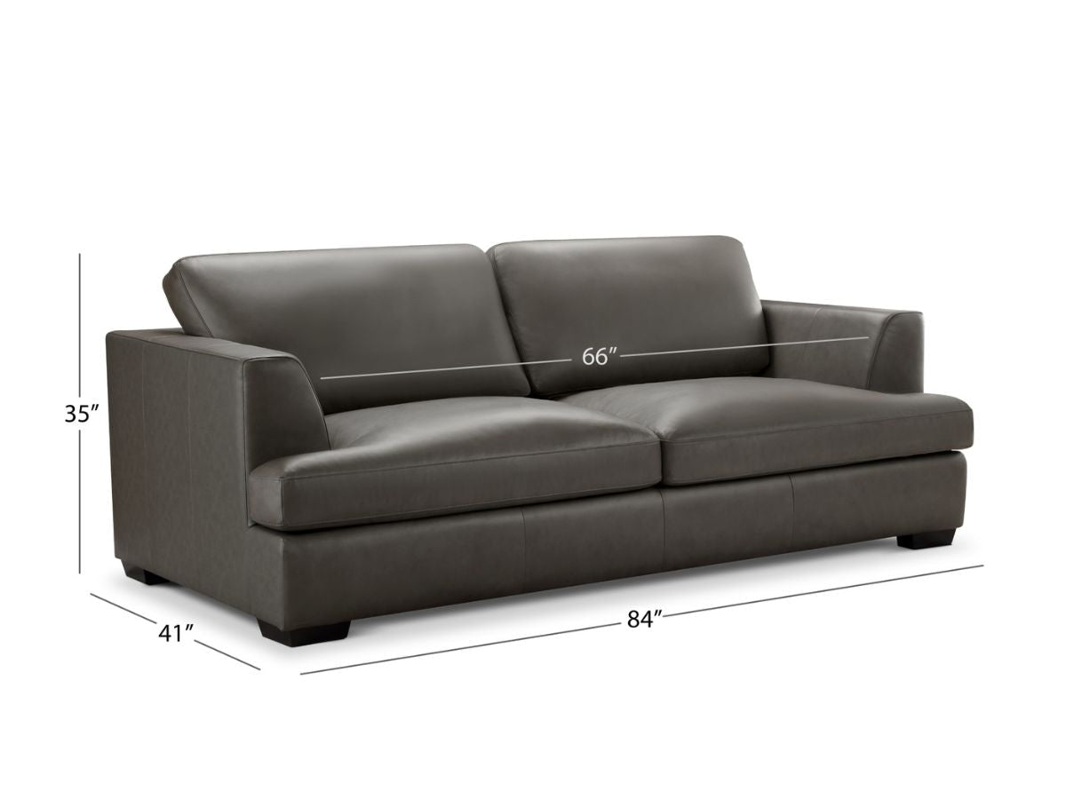 Lisbon Leather Sofa - Dark Gray - Abbyson - Living Room
