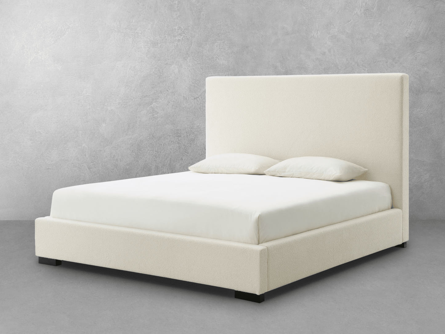 Luciano Bouclé Fabric Bed - Queen - Ivory - Abbyson - Bedroom