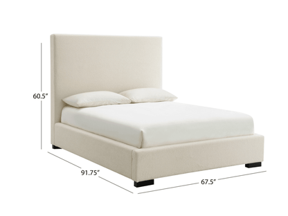 Luciano Bouclé Fabric Bed - Queen - Ivory - Abbyson - Bedroom