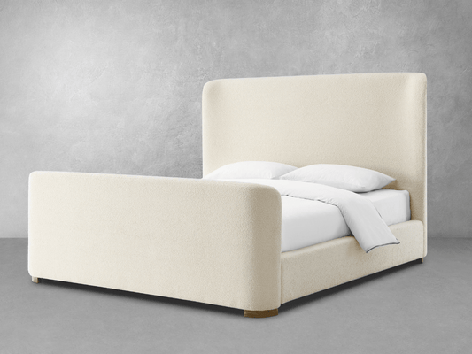 Luciano Bouclé Fabric Sleigh Bed - King - Ivory - Abbyson - Bedroom