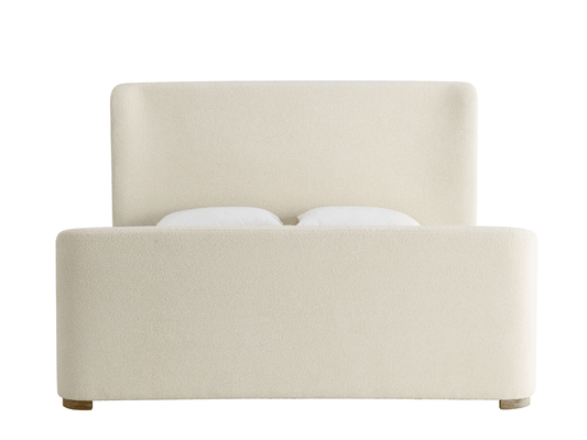Luciano Bouclé Fabric Sleigh Bed - King - Ivory - Abbyson - Bedroom