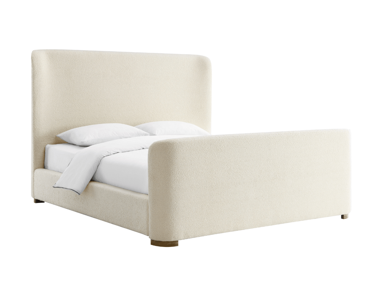 Luciano Bouclé Fabric Sleigh Bed - Queen - Ivory - Abbyson - Bedroom