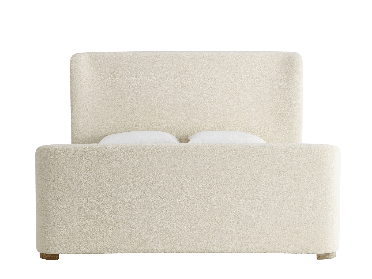 Luciano Bouclé Fabric Sleigh Bed - Queen - Ivory - Abbyson - Bedroom