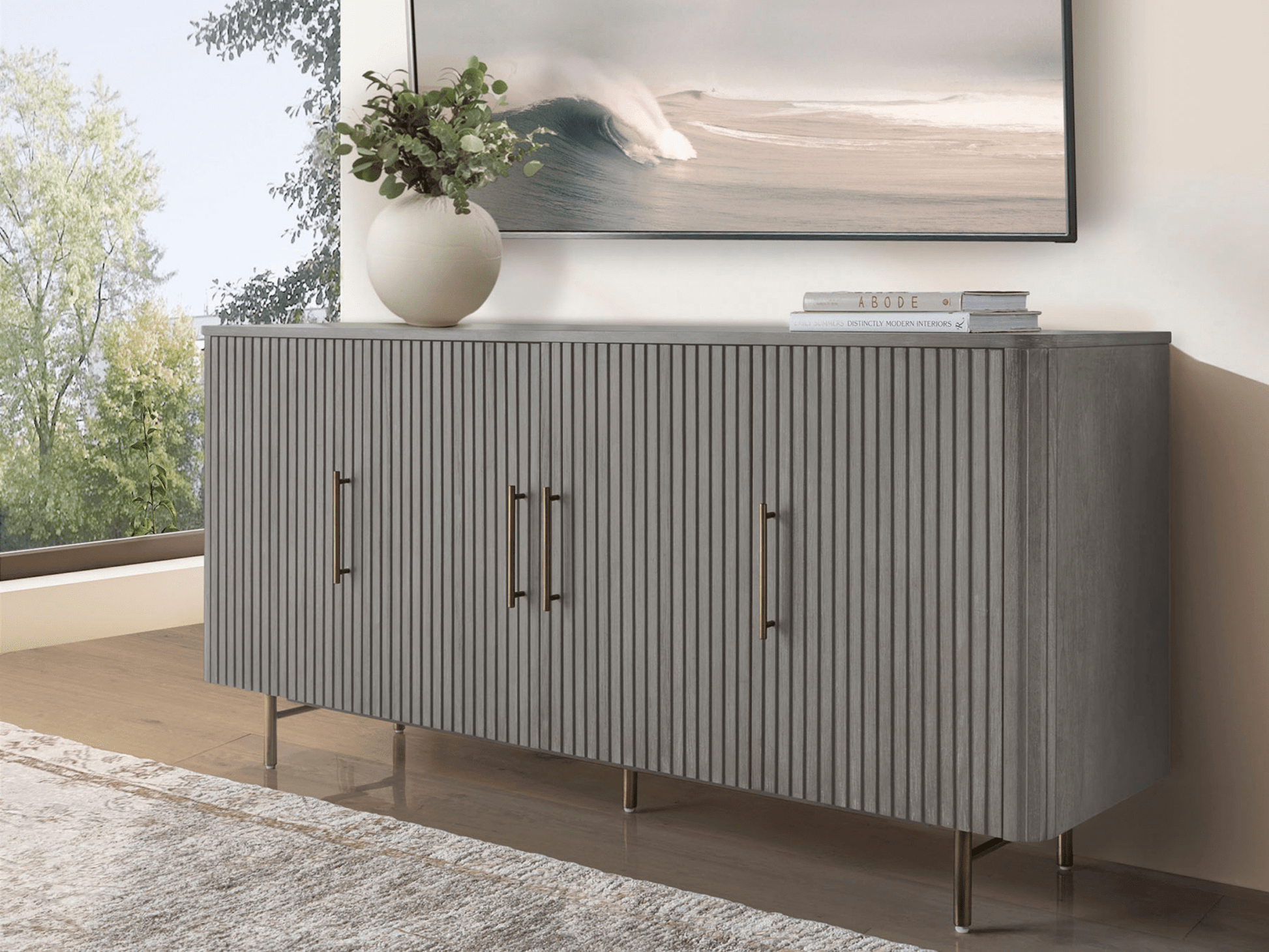 Luna Console - Gray - Abbyson - Living Room