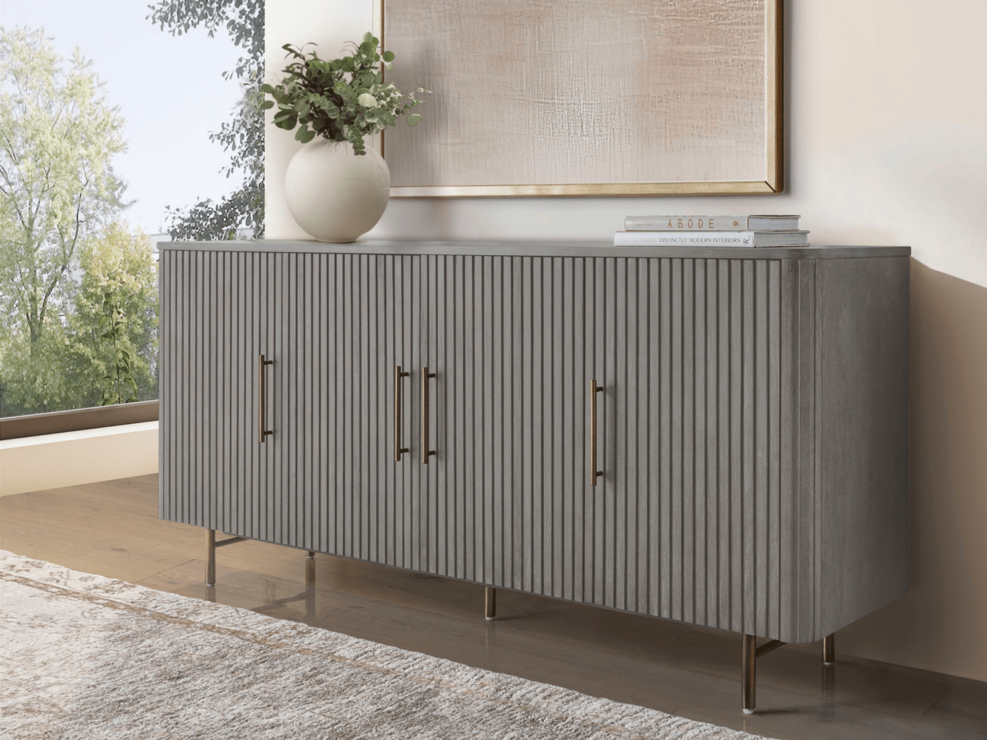 Luna Console - Gray - Abbyson - Living Room