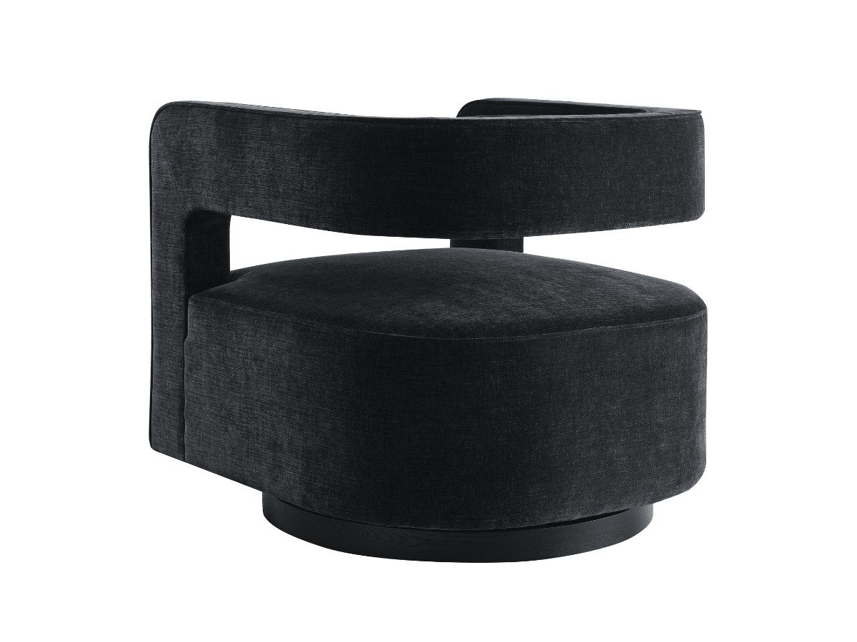 Lunar Stain-Resistant Fabric Swivel Chair - Black - Abbyson - Living Room