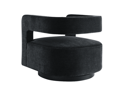 Lunar Stain-Resistant Fabric Swivel Chair - Black - Abbyson - Living Room
