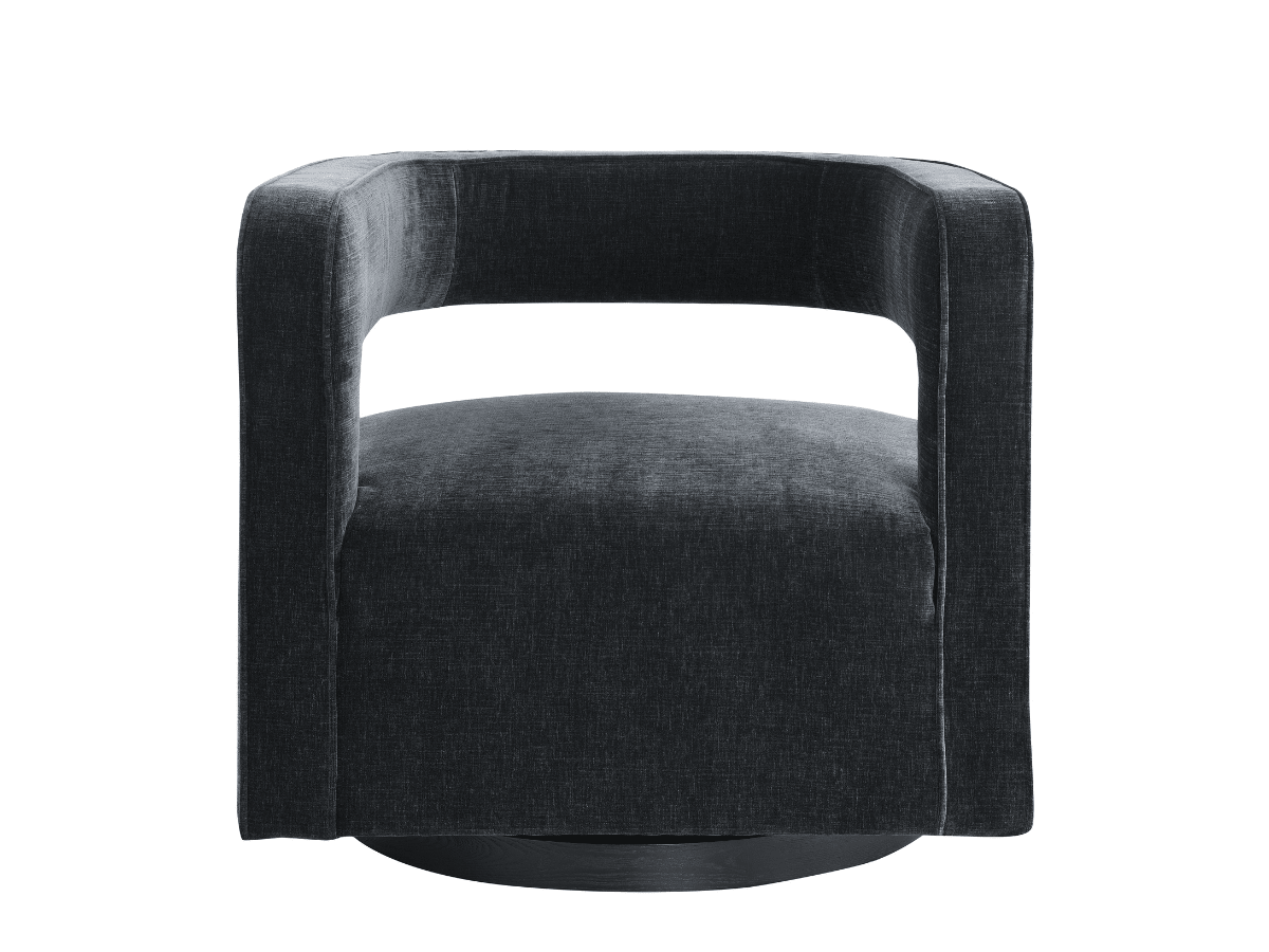 Lunar Stain-Resistant Fabric Swivel Chair - Black - Abbyson - Living Room