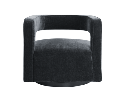 Lunar Stain-Resistant Fabric Swivel Chair - Black - Abbyson - Living Room