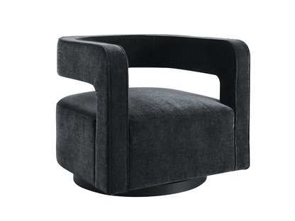 Lunar Stain-Resistant Fabric Swivel Chair - Black - Abbyson - Living Room