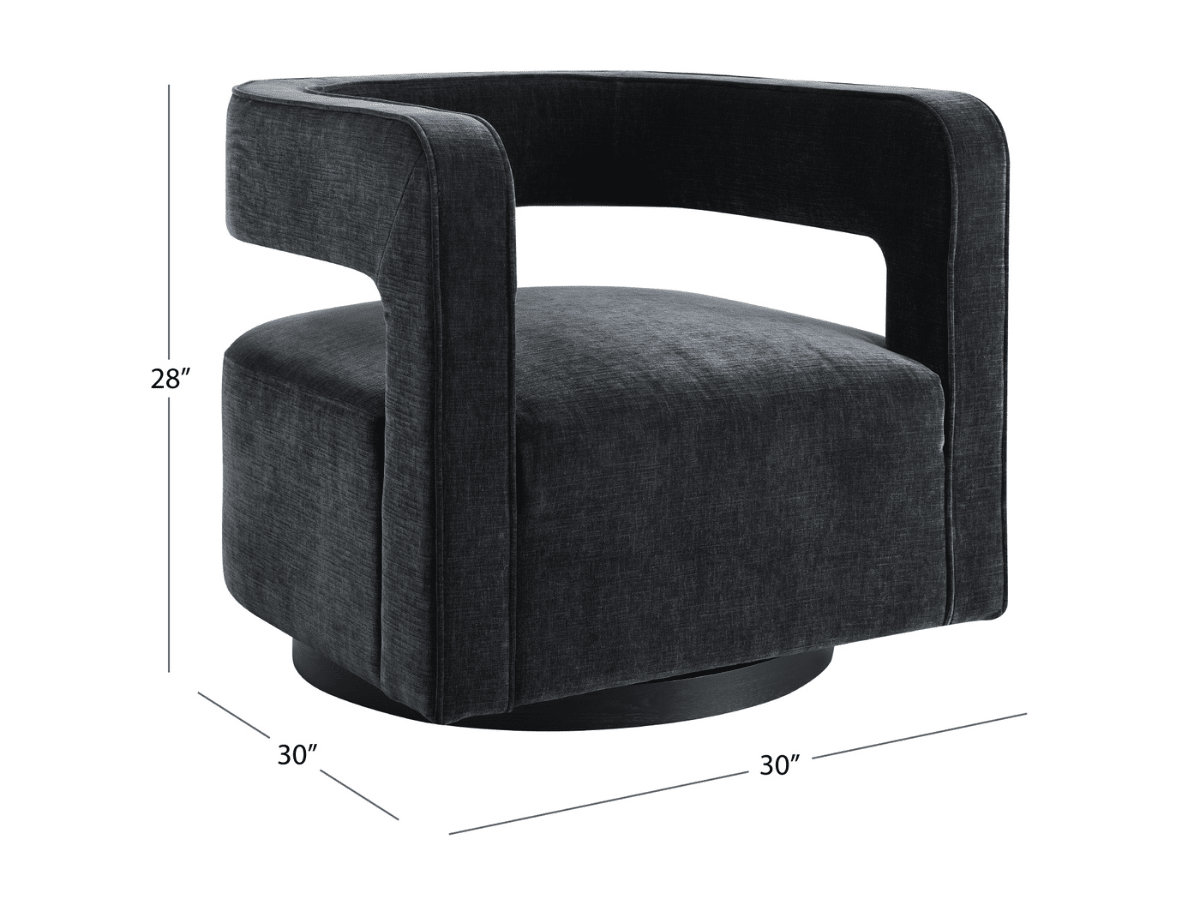 Lunar Stain-Resistant Fabric Swivel Chair - Black - Abbyson - Living Room