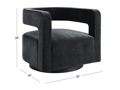 Lunar Stain-Resistant Fabric Swivel Chair - Black - Abbyson - Living Room