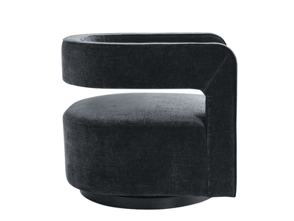 Lunar Stain-Resistant Fabric Swivel Chair - Black - Abbyson - Living Room