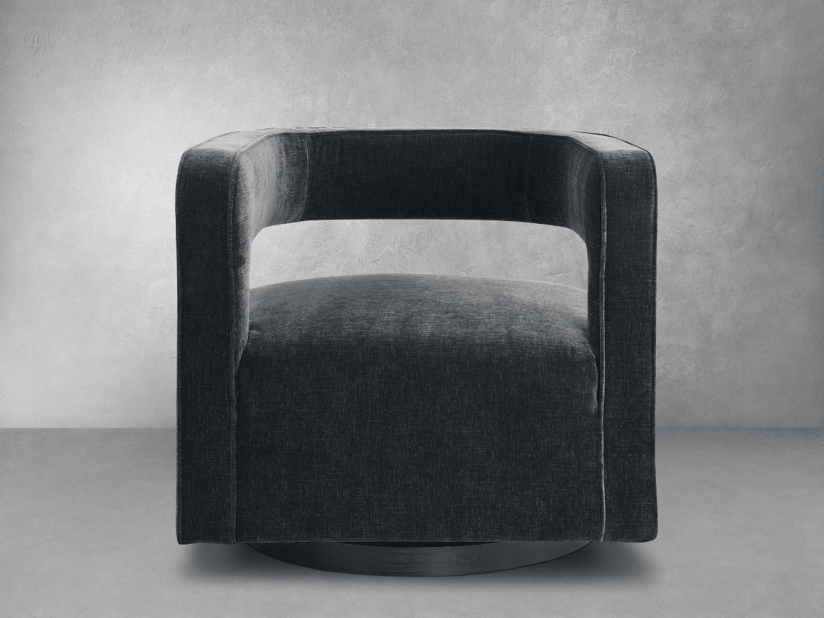 Lunar Stain-Resistant Fabric Swivel Chair - Black - Abbyson - Living Room