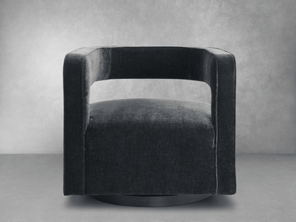 Lunar Stain-Resistant Fabric Swivel Chair - Black - Abbyson - Living Room
