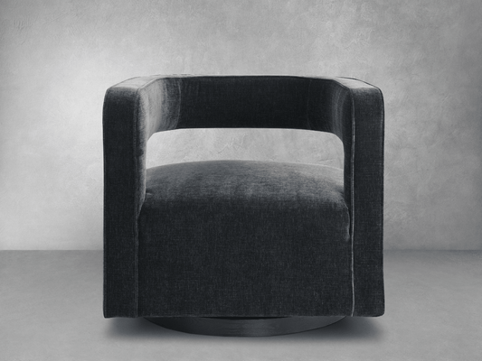 Lunar Stain-Resistant Fabric Swivel Chair - Black - Abbyson - Living Room