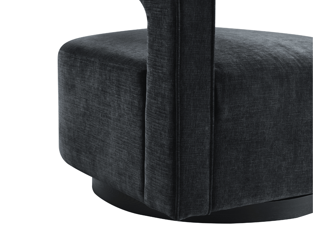 Lunar Stain-Resistant Fabric Swivel Chair - Black - Abbyson - Living Room