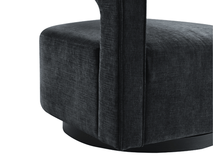 Lunar Stain-Resistant Fabric Swivel Chair - Black - Abbyson - Living Room