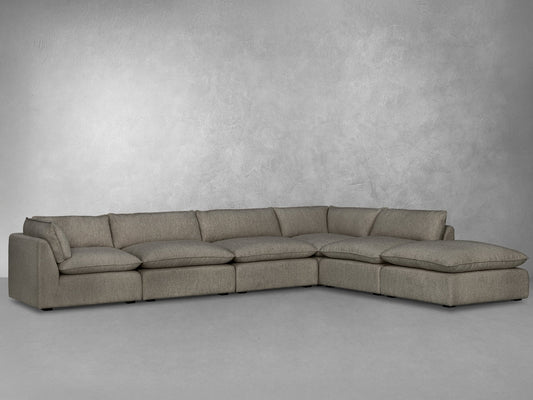 Luxe Boucle 6pc L-Shaped Sectional, Mocha - Abbyson - Living Room