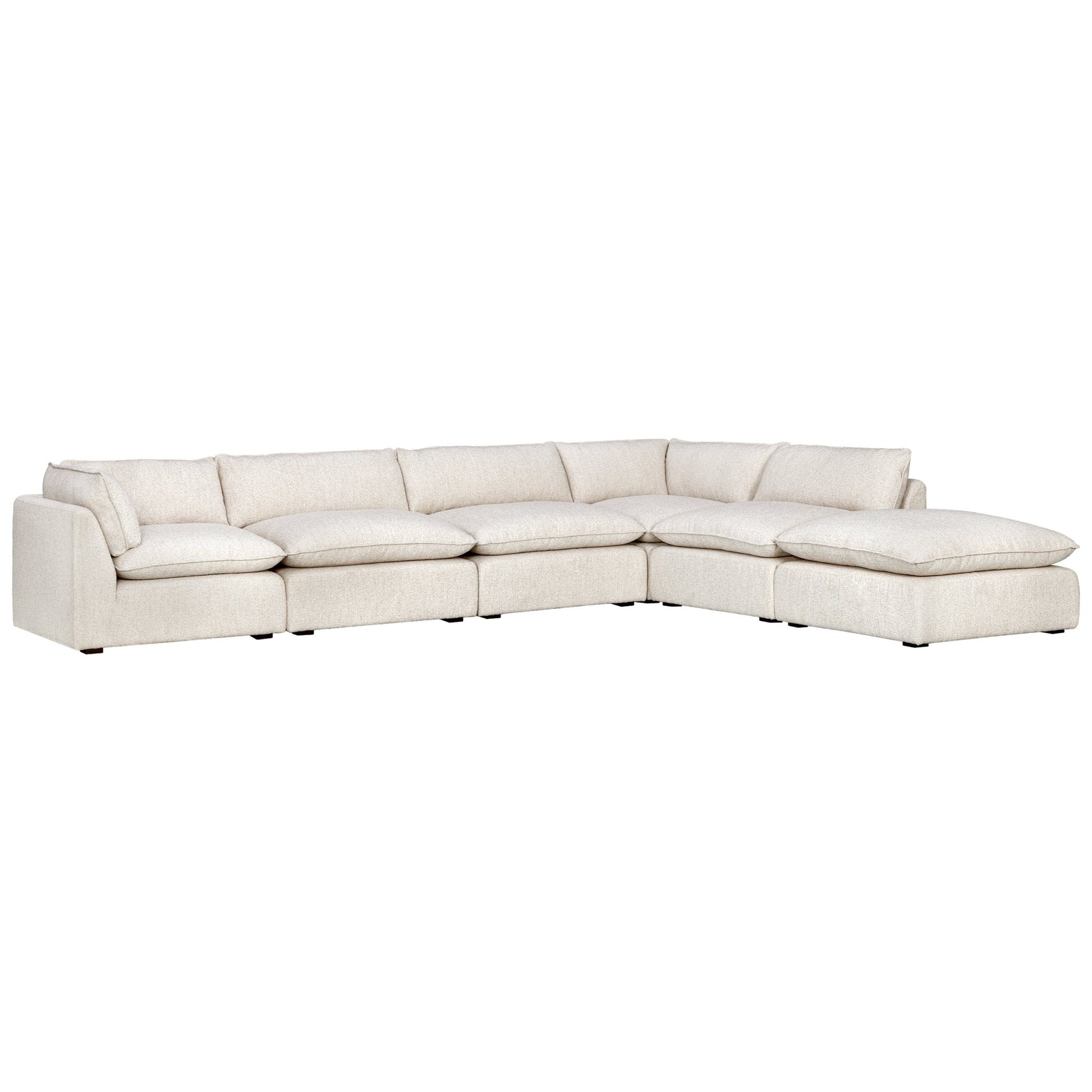 Luxe Boucle 6pc L-Shaped Sectional, Oat - Abbyson - Living Room