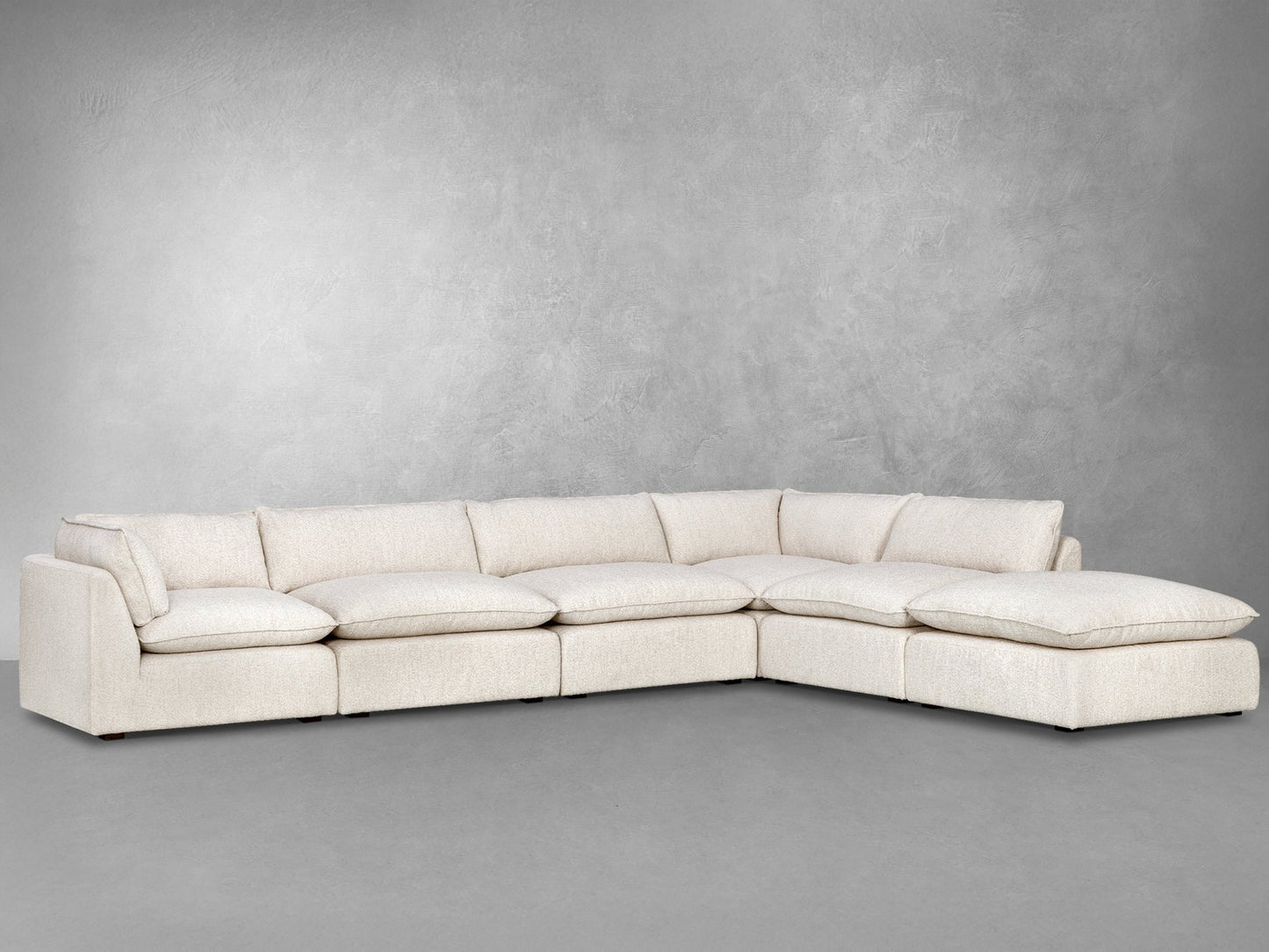 Luxe Boucle 6pc L-Shaped Sectional, Oat - Abbyson - Living Room