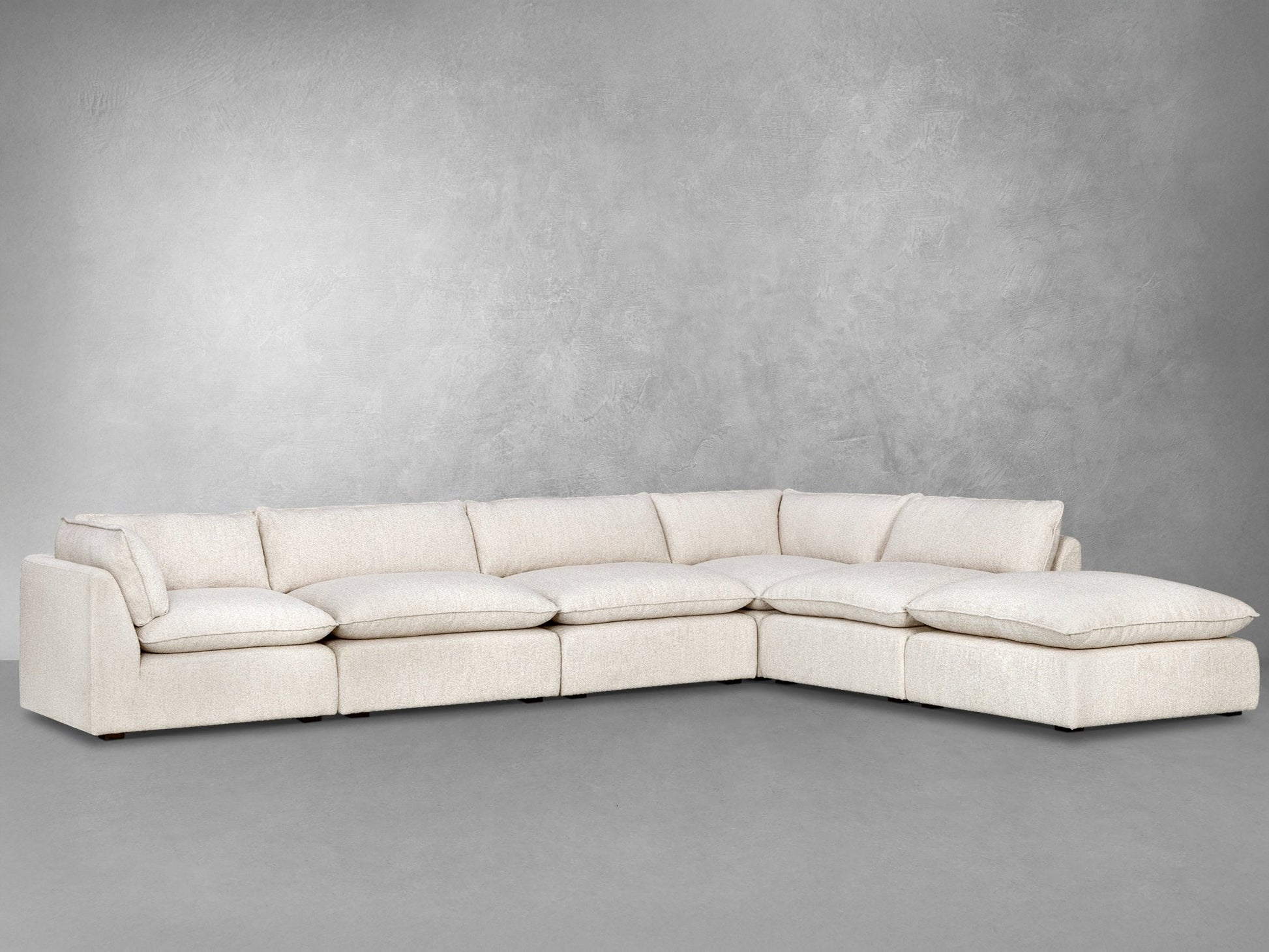Luxe Boucle 6pc L-Shaped Sectional, Oat - Abbyson - Living Room
